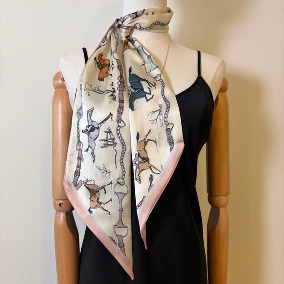 New Equestrian Horse Print Skinny Neck Scarf 50”x5” - Picture 5 of 11